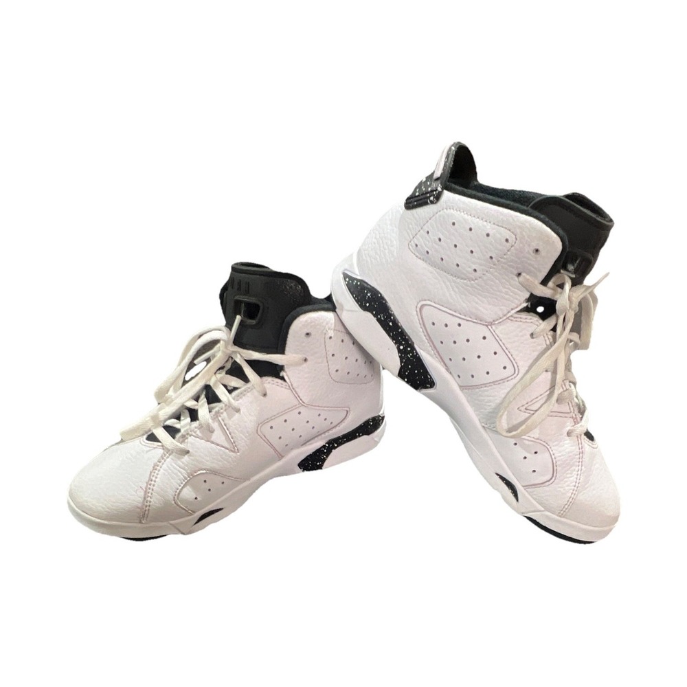 8N23Jordan Air Jordan DV3605-112 High Top Sneaker White Black Leather Kids US 3Y